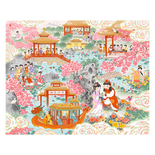 3D-JP高难度古风平面塑料拼图2000片客厅裱框挂画春羊红楼梦H3751