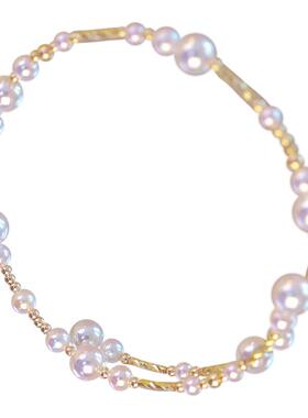 记忆弹力圈可调节极光珍珠手链