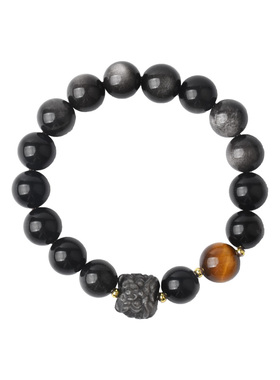 YUSTUDIO情侣金银曜石转运手串