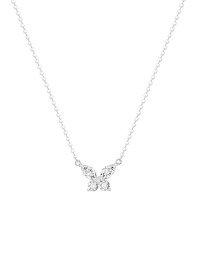 水晶蝴蝶项链纯银999项链女款锁骨链高级感生日礼物送闺蜜女友