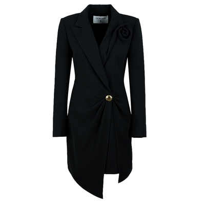 黑夜蔷薇不对称西装连衣裙