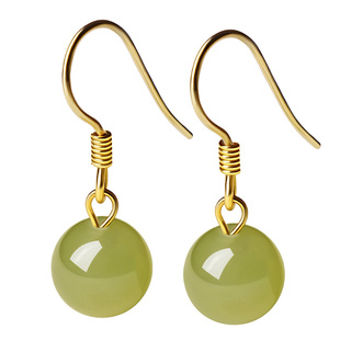 宫里上新和田玉耳饰女款纯银玉石耳钉新中式耳钩生日情人节礼物