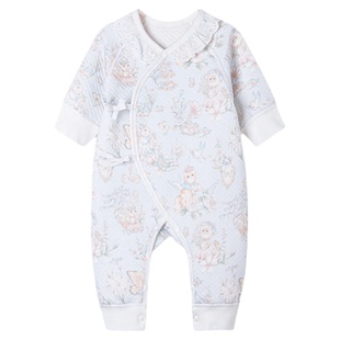 考拉蒂尔 新生儿夹棉连体衣秋冬款婴儿蝴蝶衣宝宝和尚服52码哈衣