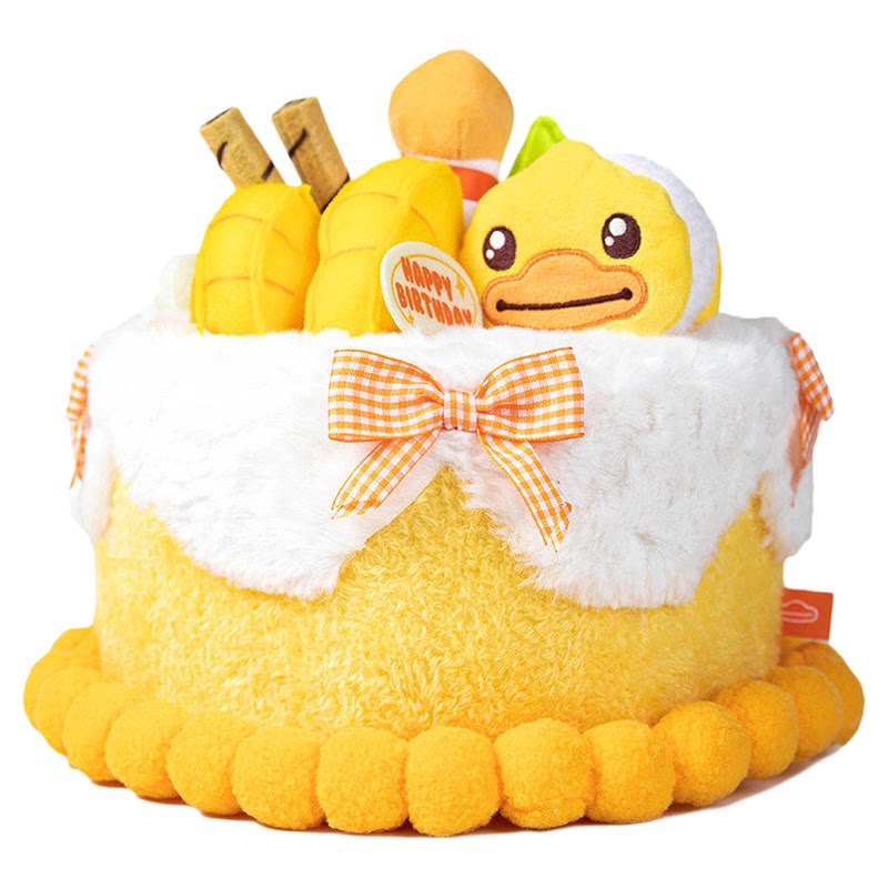 B.Duck小黄鸭毛绒生日蛋糕玩偶