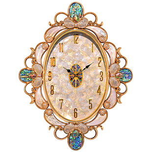 美式贝壳挂钟客厅2026新款轻奢高级感餐厅艺术大气欧式时钟表挂墙