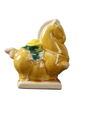 唐三彩陶瓷马元宝小马创意摆件