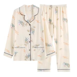 2026新款睡衣女春秋季棉质长袖加肥大码中青年妈妈月子家居服套装