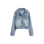 Desigual26春夏新品牛仔白色波点花卉刺绣装饰女式外套