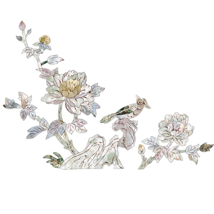 大盟中国风花鸟复古家具水移画仿螺钿贴纸乐器古筝面板水转印贴画