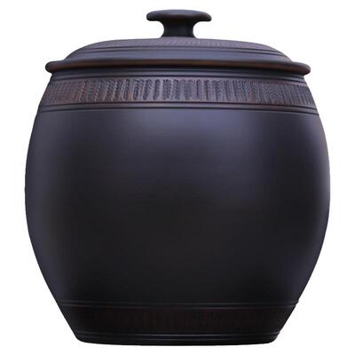 建水紫陶手工素面茶缸七子饼筒
