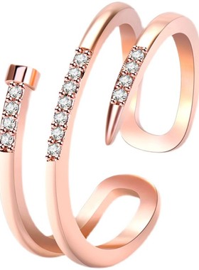 韩版18K玫瑰金戒指开口时尚小众