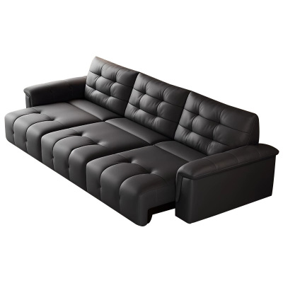 红晟电动沙发床真皮沙发客厅2025新款黑色沙发电动伸缩沙发零靠墙