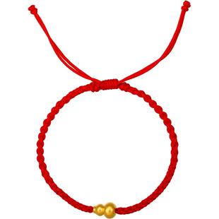 周六福黄金手链男女古法金计价足金葫芦吊坠手绳古法礼物