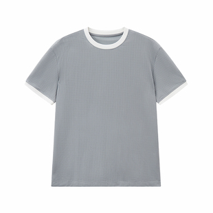 ttelen.网眼透气冰感科技面料撞色运动t恤宽松弹力速干健身衣服男