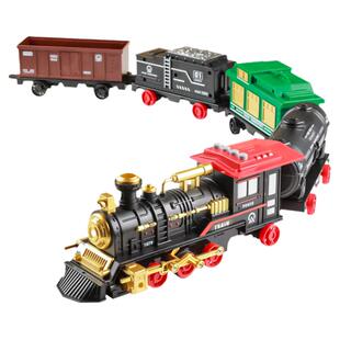 电动小火车头复古蒸汽轨道套装仿真绿皮火车高铁益智模型儿童玩具