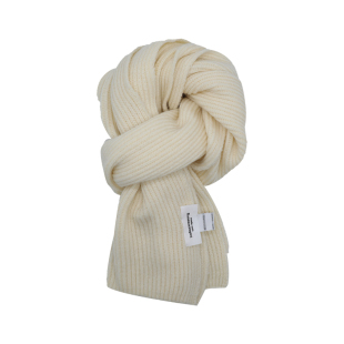 加厚针织毛线围巾女2025冬季新款爆款韩版学生百搭保暖围脖米白色