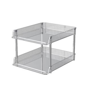 文件收纳架办公室桌面资料收纳盒双层高透明整理桌上档案置物架子