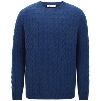 皮皮狗加厚绞花男士套头羊绒衫