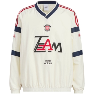 adidas阿迪达斯三叶草男子运动休闲V领梭织长袖T恤KC0112