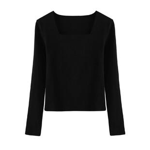 方领打底衫女内搭2026年新款春秋洋气长袖t恤修身上衣西装打底衫