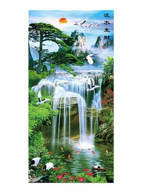 玄关入户正对门壁画山水画自粘