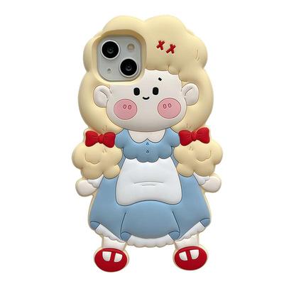 卡通可爱迷你女孩适用苹果16ProMax手机壳创意iPhone13新款12女款14pro硅胶11小众15pro防摔超萌保护套全包软