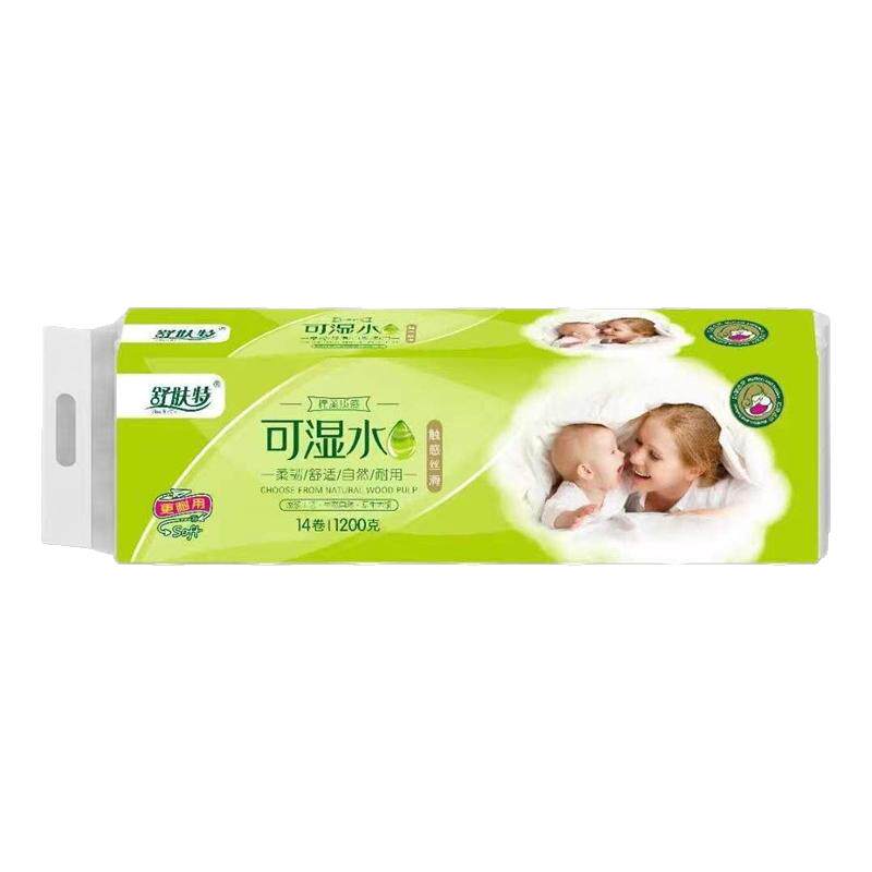 舒服特可湿水家庭实惠装卫生纸14