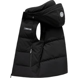 雪中飞羽绒马甲男连帽可脱卸2025新款外穿内搭秋冬保暖白鸭绒背心