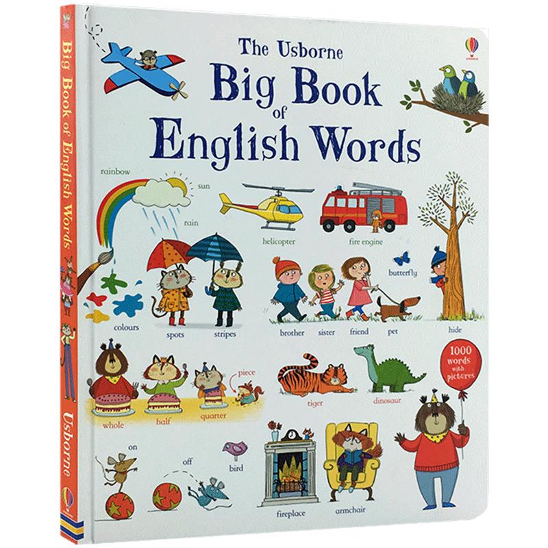 英文原版 the Usborne Big Book of English Words大开本纸板书 儿童英语单词书彩色图解词汇书基础单词 1000个 Usborne出版