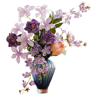 仿真花轻奢高级感玄关客厅餐桌装饰摆件假花干花手札花束插花花瓶