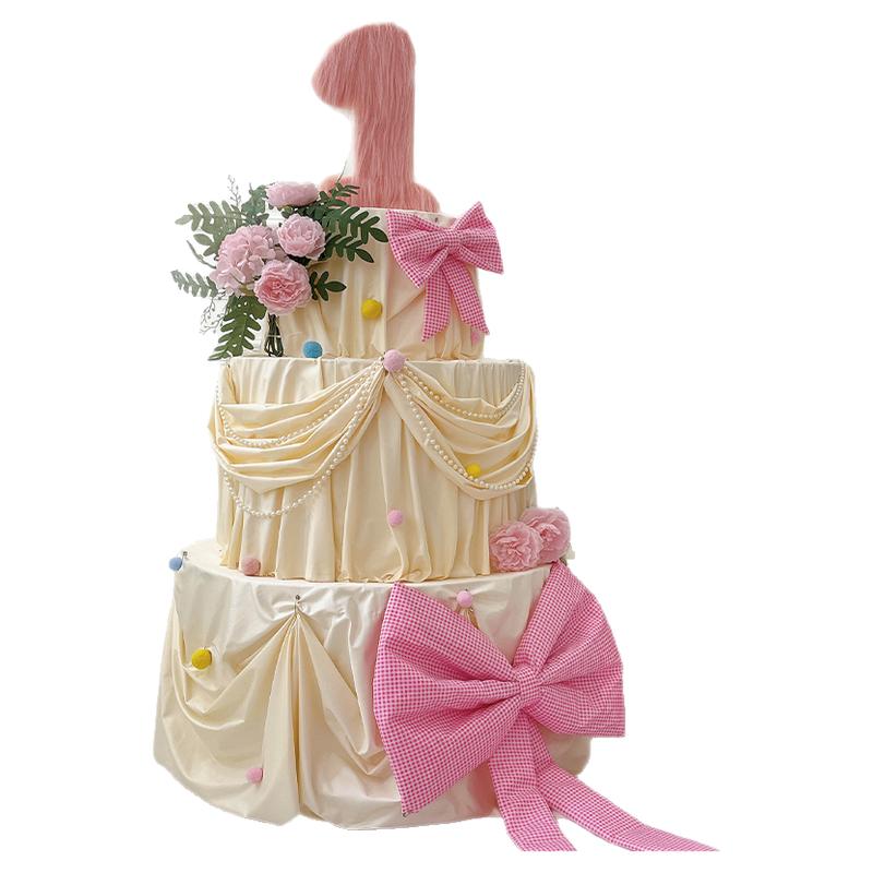 男女孩超大蛋糕材料包diy生日布置拍照订婚装饰场景户外仪式感