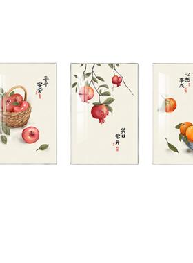 鸿运当头吃饭厅装饰画沙发背景墙上挂画新中式壁画现代墙画三联画