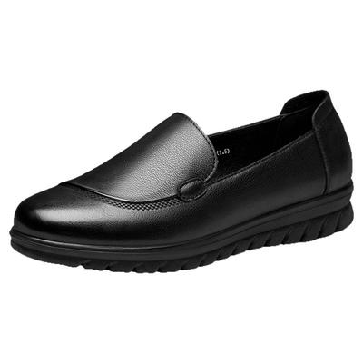 红蜻蜓真皮女鞋平底一脚蹬妈妈鞋