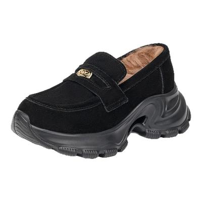 千百度厚底乐福鞋女加绒冬季