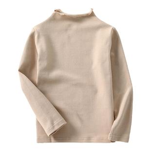 莫代尔打底衫女童秋冬白色纯棉内搭半高领宝宝秋衣t恤儿童上衣秋