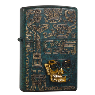 Zippo打火机黄金面具三星堆做旧官方正品防风煤油送男友新年礼物