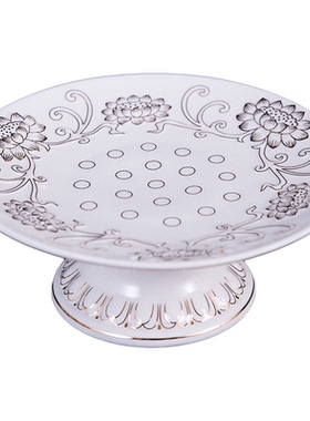 供盘浮雕描金白色观音水果佛具