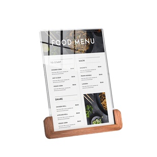 亚克力实木立牌桌面广告牌展示架A4价目表展示牌菜单台卡餐桌牌子前台扫码点餐菜品A5台签水牌促销介绍价格牌
