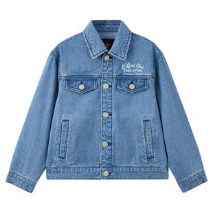 【100%棉】eland kids衣恋童装男童牛仔外套26年春新品学院风上衣