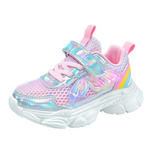 芭比童鞋女童运动鞋2026新款春夏软底透气网面公主鞋儿童休闲鞋女