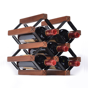 红酒架摆件轻奢高档实木酒格酒柜斜放酒架托葡萄酒置物架酒瓶架子