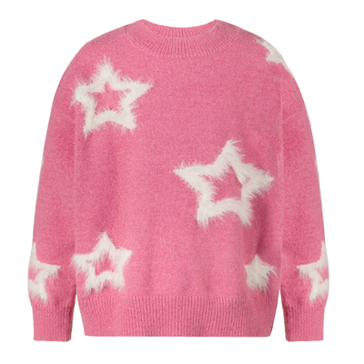 LittleNaive儿童套头毛衣冬季新款毛绒星星上衣女童羊毛针织衫