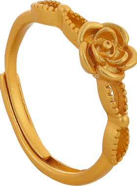 古法沙金花朵开口戒指小众精致