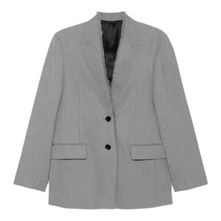 TOTEME25新款女士毛边西装领羊毛系扣休闲自装外套银泰 301574