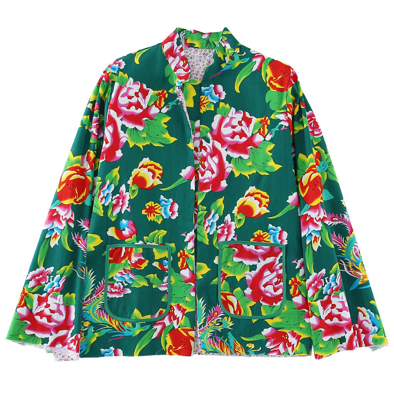 东北大花布纯手工棉花棉衣女加厚修身长袖棉服青年棉袄半成品片子
