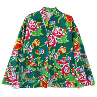 东北大花布纯手工棉花棉衣女加厚修身长袖棉服青年棉袄半成品片子