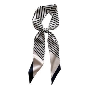 黑白条纹丝巾细窄小长条女士百搭绑头发领巾绑包飘带发带春夏围巾