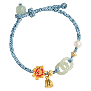 平安扣手链轻奢小众精致环环相扣手绳2025年新款新中式莲花手饰女