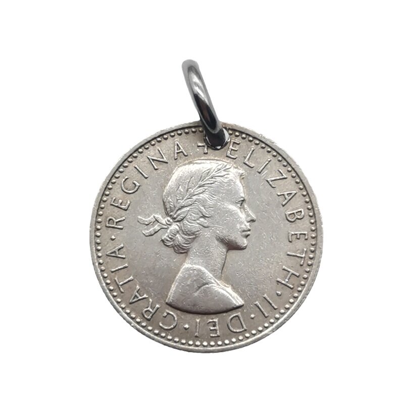 英国6便士luckycoin钱币吊坠复古硬币项链钥匙挂件配饰品小众幸运
