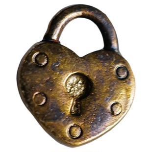 14mmx16mm一颗价德国JIM超萌沧桑焊迹青铜色迷你爱心锁形金属纽扣